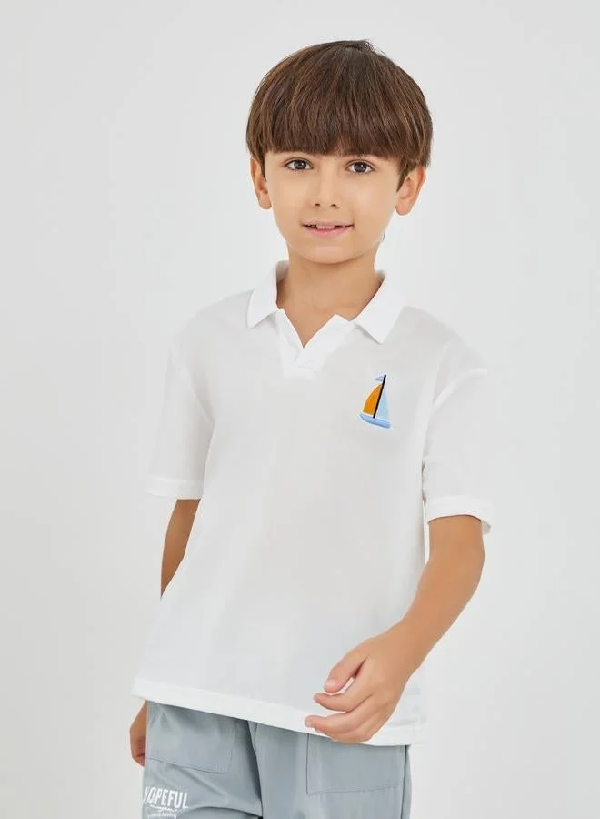 Styli Embroidered Polo Neck Short Sleeve T-Shirt